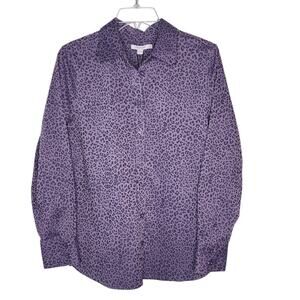 Chico’s No Iron Stretch Animal Jacquard Long Sleeve Button Shirt New 0.5 US 6